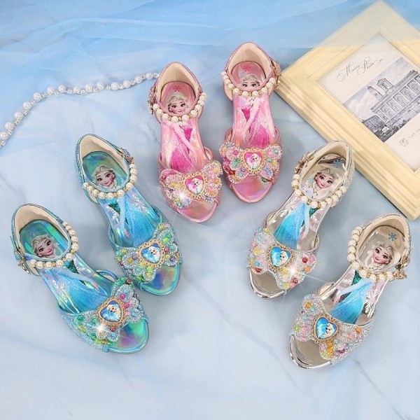elsa prinsesse sko barn pige med pailletter blå 20,5 cm / størrelse 33