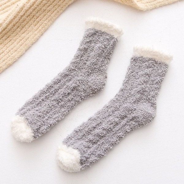 Kvinnor mode höst vinter varm mjuk fluffig strumpor pack 5 par