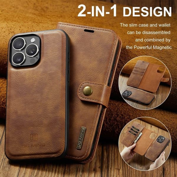 (Til iPhone 12 / iPhone 12 Pro) DG.MING Læderpung Etui: Aft sort