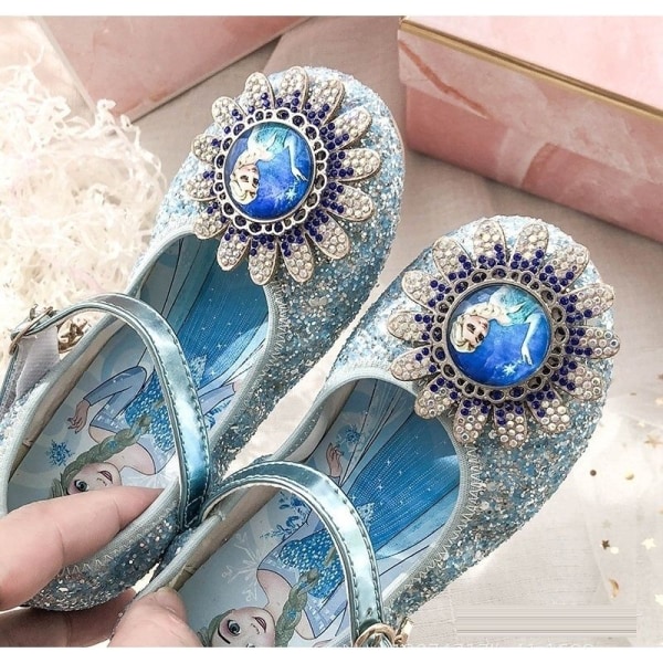 elsa prinsesse sko barn jente med paljetter blå 17 cm / størrelse 27