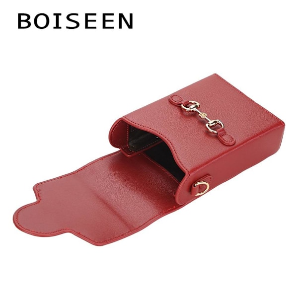 Boiseen telefonväska för kvinnor - Crossbody-väska med stor kapa röd