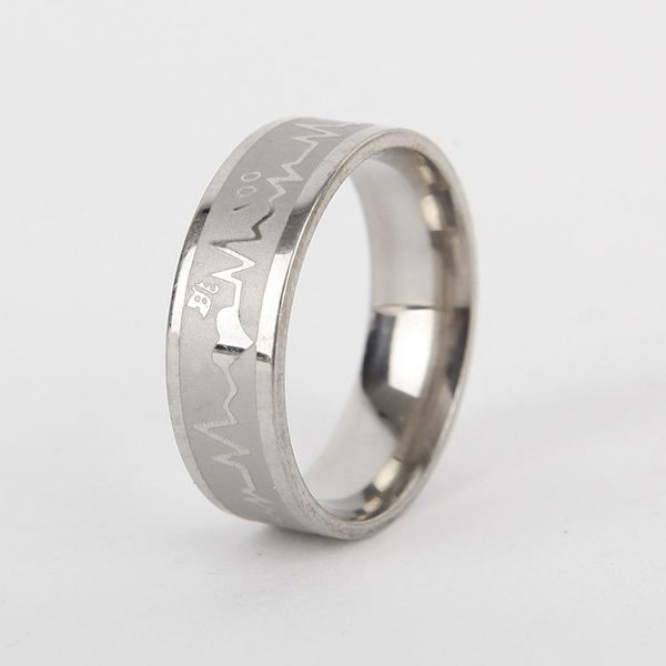 Rostfritt stål Heartbeat Peach Par Ring - perfekt matchning hjär 4mm stål färg nr 7