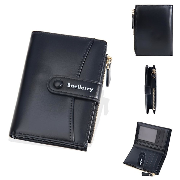 Baellerry kort lommebok for kvinner - stilig minimalistisk myntveske svart