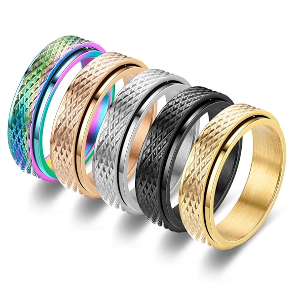 Roterende Diamond Snake Skin Stripe Parring - Kærlighed for Evigt, Tid 6 mm sort nr. 9