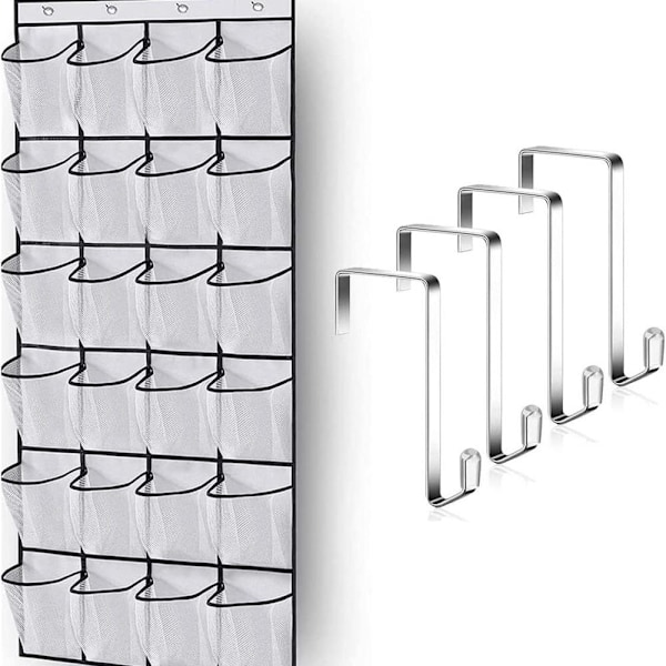 Sko-oppbevaring over døren - hengende oppbevaring for sko, maksimer u 35 lommer hvit