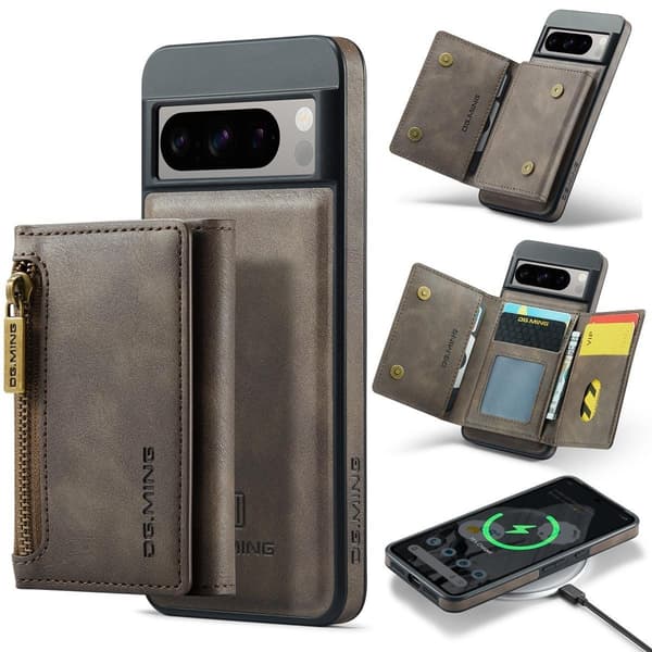 (Til iPhone 16 Pro Max) DG.MING M5-serien aftagelig pung-etui sort