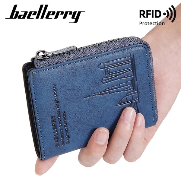 Baellerry Slim RFID-blokerende tegnebog til mænd med flere kortlommer blå