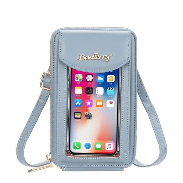 skulderremstaske mobiltaske med skulderstrop damer blå
