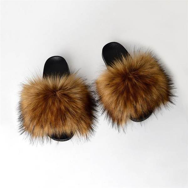 fluffiga fuskpäls sandaler tofflor dam 36-37