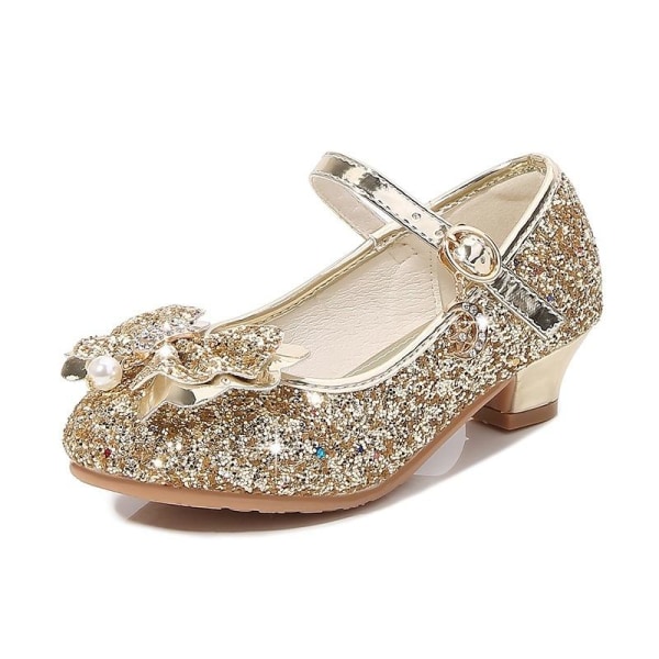 prinsesse elsa sko børn fest sko pige guld farvet 18,5 cm / størrelse 29