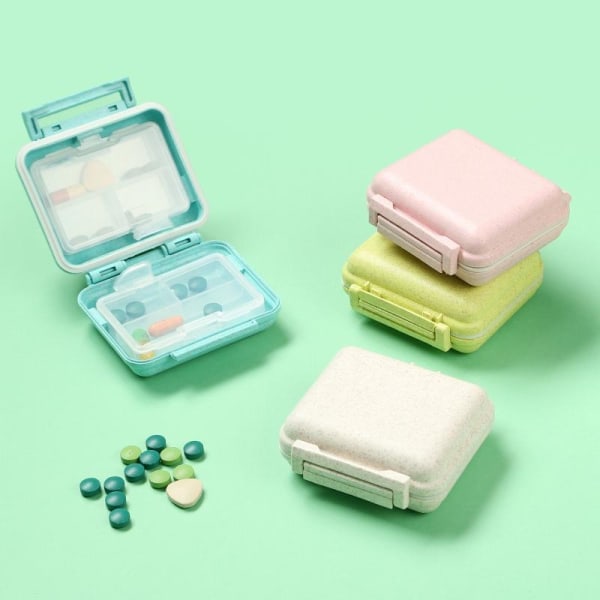 tablett dosett för väska / pillerlåda medicindosett 6 fack rosa