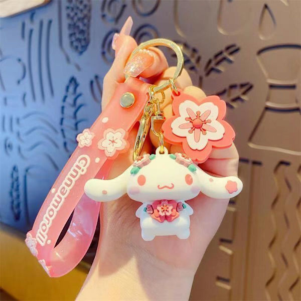 Cinnamoroll tegneserie nøglering - bedårende plystofte Sanrio-vedhæng e