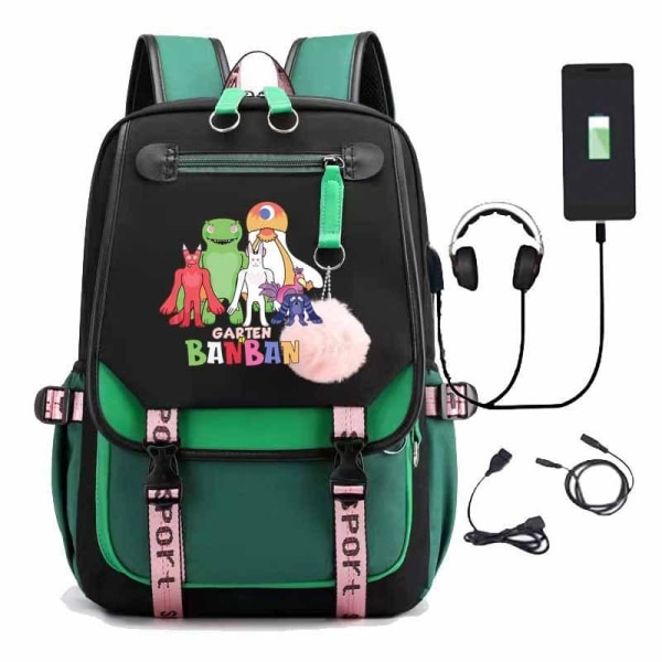 Garten af ​​banban rygsæk børn rygsække rygsæk med USB udgang Grøn 5a7b |  grön | Fyndiq