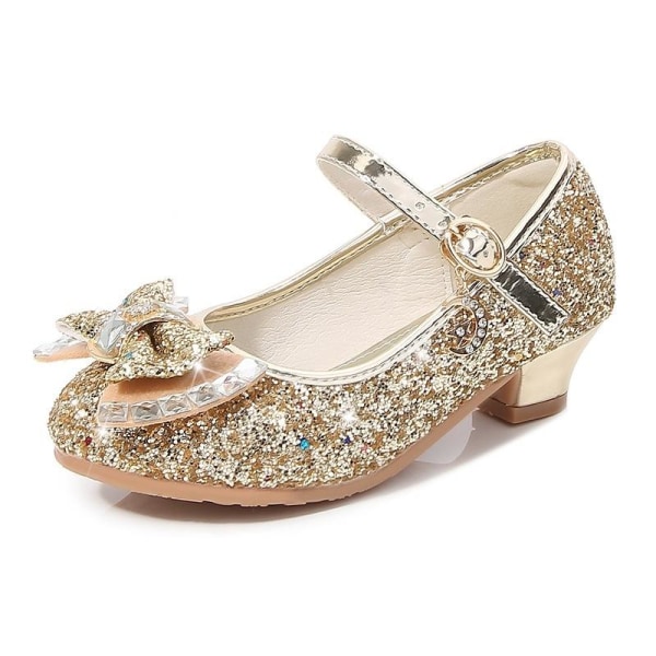 elsa prinsesse sko barn pige med pailletter guld farvet 21,5 cm / størrelse 35
