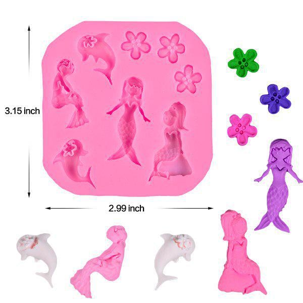 DIY Mermaid Fondant Cake Decorating Tools 3D Marine Life Fish Fo Som på bilden 1