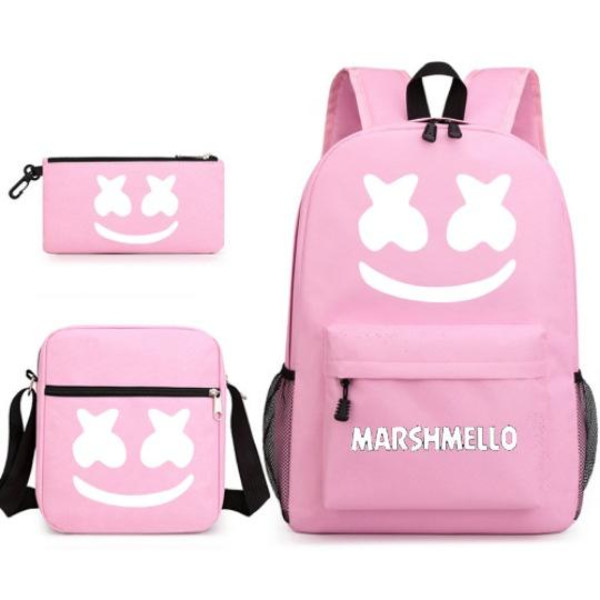 DJ Marshmello ryggsäck pennfodral axelremsväskor pack (3st) rosa 3