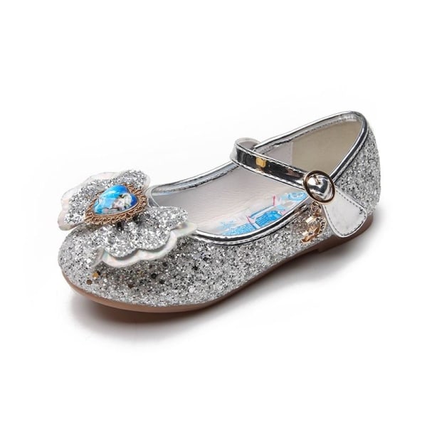elsa prinsessa barn skor med paljetter silverfärgad 16.5cm / size26