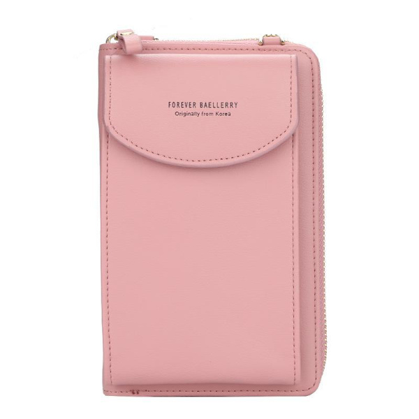 Mode Kvinnor Plånbok Crossbody Väska Koppling Läder korthållare Rosa