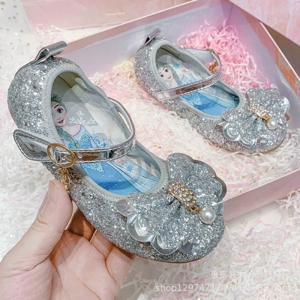 prinsessesko elsa sko børnefestsko sølvfarvede 20 cm / størrelse 33