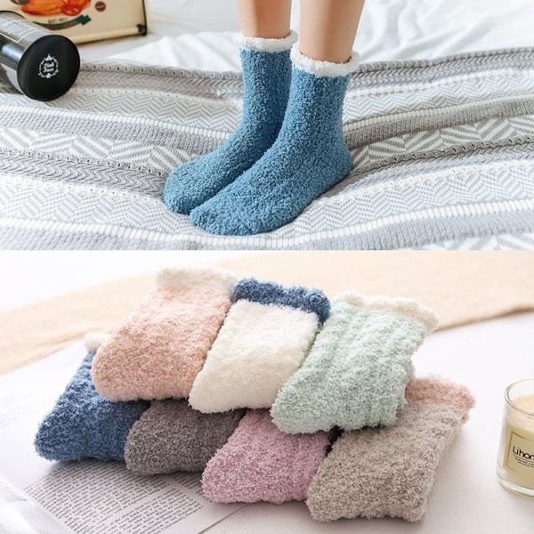 Kvinnor mode höst vinter varm mjuk fluffig strumpor pack 7 par