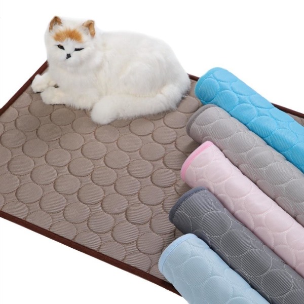 kylmatta hund katt kylmatta säng kyl hund grå 100*70cm--XL