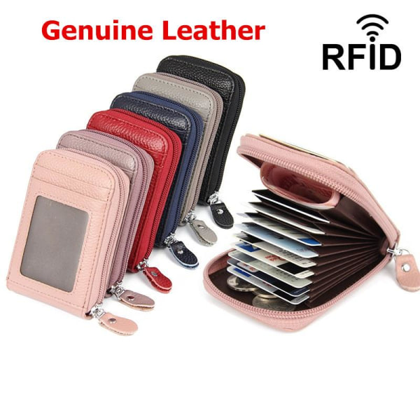 Äkta läder RFID stöldskydd korthållare ko läder företag kreditko Vinröd 11.5cm*7.5cm*2.5cm
