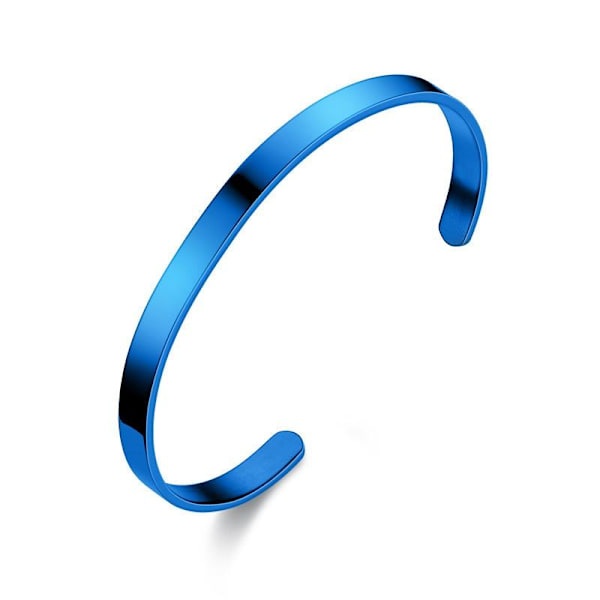 Titanstål C-formad vanligt bandurarmband med justerbar stängning 6mm blå utan text