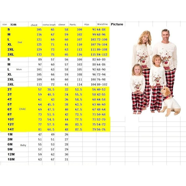 julkläder julpyjamas familj pyjamasbyxor jultröja pyjamas set Barn 10T