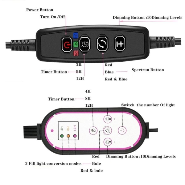 Plantelampe plantebelysning led grow lampe plantelys med timere og 3 plantelampe