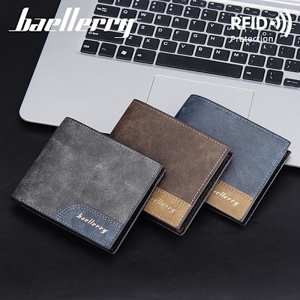 Baellerry Vintage Retro Lyhyt Lompakko Useilla Korttilokerolla Teksturoidu musta