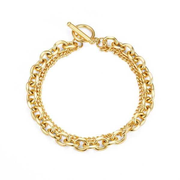 Dubbellagers minimalistiskt OT-armband för kvinnor - enkla men t guld dubbellager ot-armband