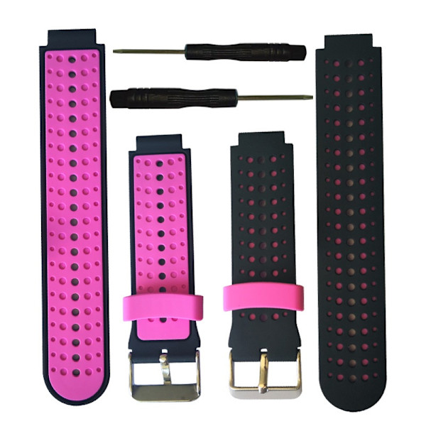 armbånd silikon Garmin Forerunner 220 230 235 Approach S20 svart/rosa