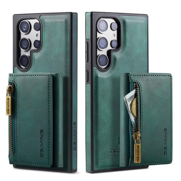 (For iPhone 15 Plus) DG.MING M5-serien Avtakbart Lommebokdeksel kaffe