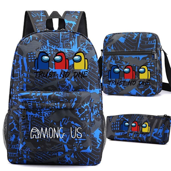 among us ryggsäck barn pennskrin axelremsväskor pack (3st) svart/blå 5