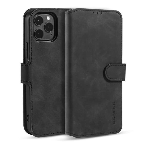 (Til iPhone 12 / iPhone 12 Pro) DG.MING Retro læderetui til te sort