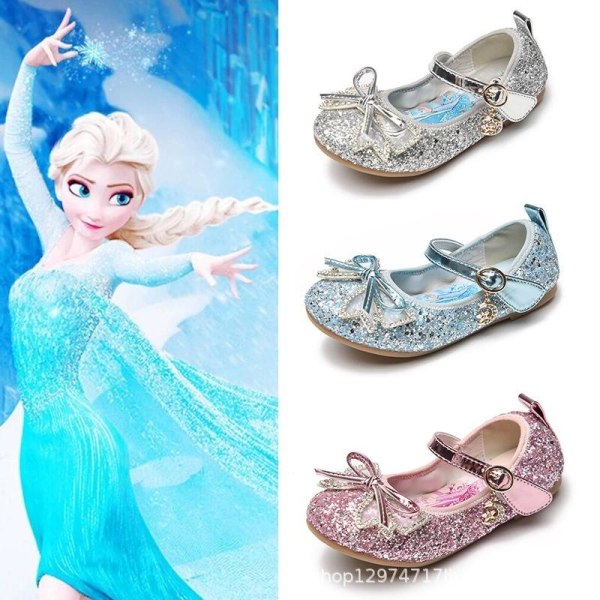 elsa prinsesse sko barn pige med pailletter blå 15 cm / størrelse 23