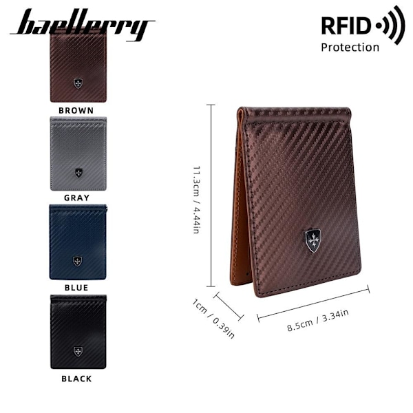 Baellerry Kulfiber RFID-blokerende slank pung med flere kortlommer sort