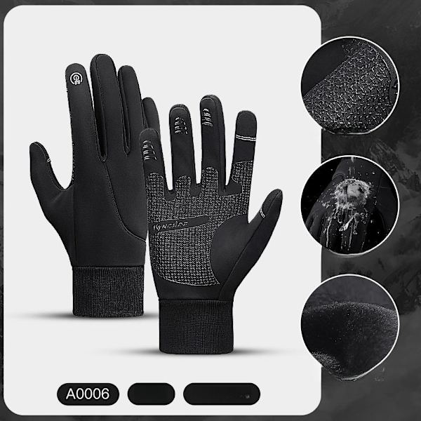 vinterhandskar touchvantar vattentäta skidhandskar A0006 svart XL