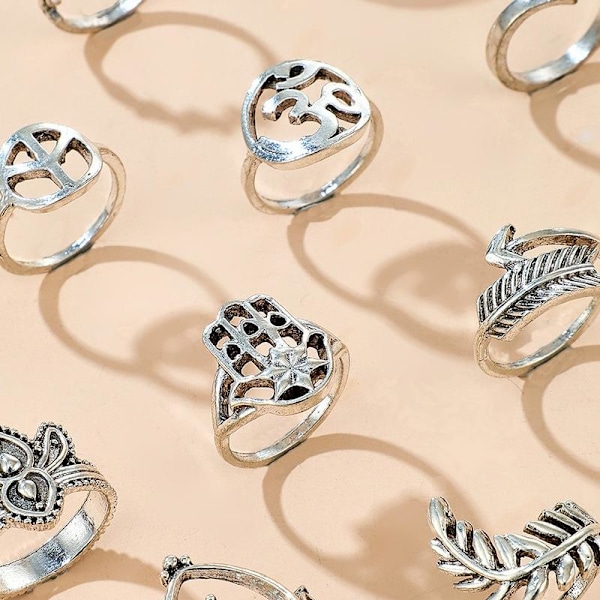 All fingers ring ringar set med olika mönster