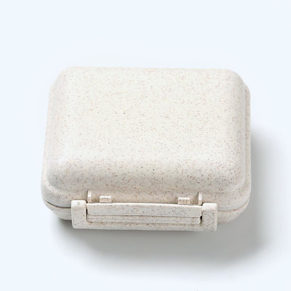 tablett dosett för väska / pillerlåda medicindosett 6 fack beige