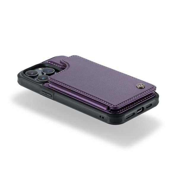(För iPhone 13) Plånboksfodral med RFID-skydd, 5 kortfack och dess ställning. lila