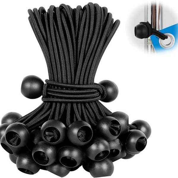 30 kappaleen pakkaus bungee-naruja bungee-naruja soljella musta / valkoinen musta 20 cm