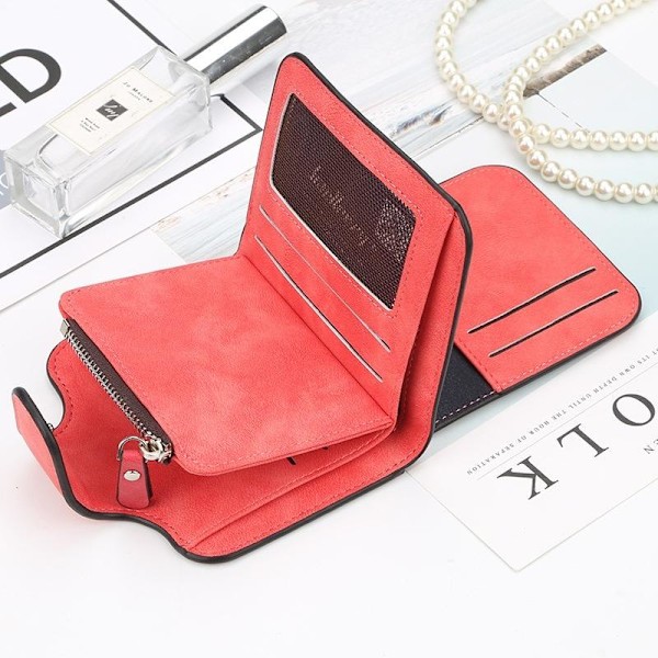 Baellerry miniplånbok i koreansk stil med texturerat läder för k rose red
