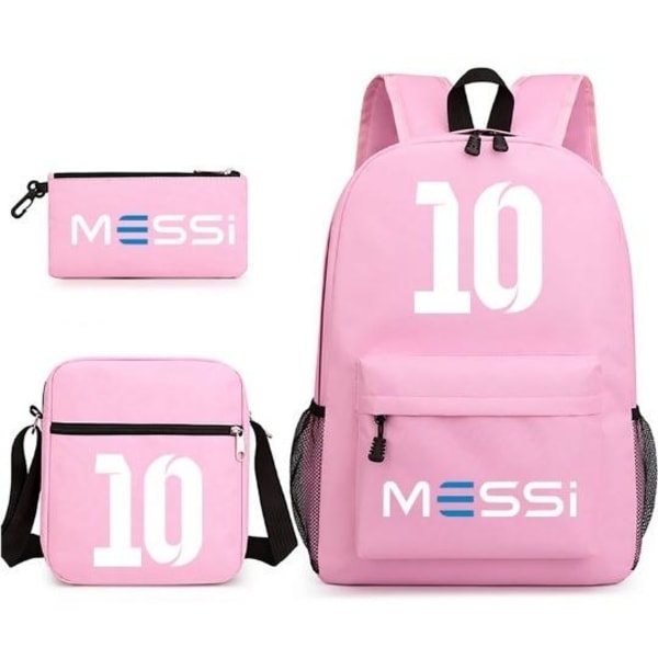 Messi rygsæk penalhus skulderrem tasker pakke (3 stk) lyserød 2