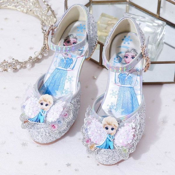 prinsesskor elsa skor barn festskor silverfärgad 16cm / size23