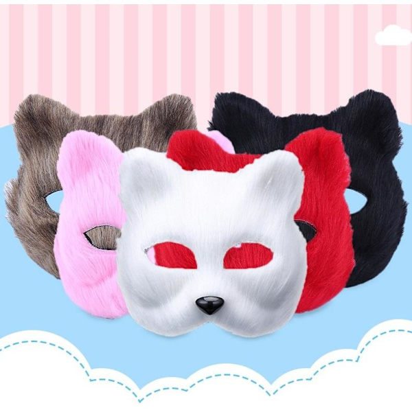 Maske ansigtsmaske fox animal mask masker maskerade til halloween cosp sort 2 stk