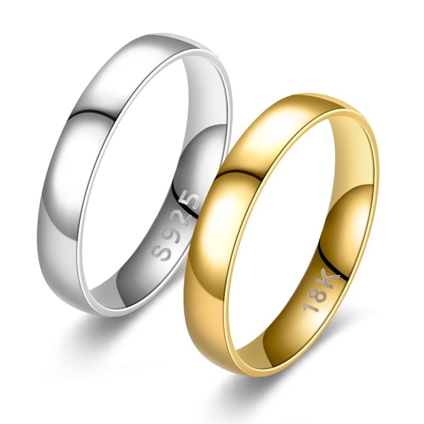 Graveret Bollelegance: 18k guld &amp; sterling sølv luksusring til 4mm sølv s925 nr. 10