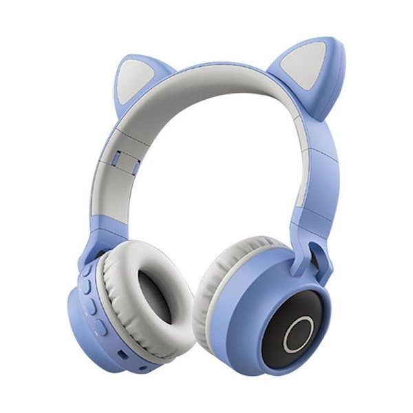 kattöron trådlösa hörlurar bluetooth led lights ljusblå