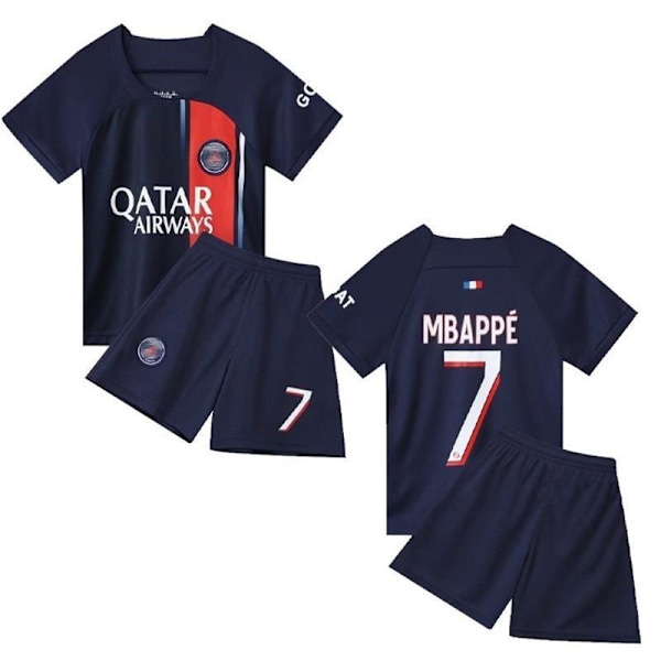 Paris Home nr. 7 Mbappe børnefodboldtrøje og shorts til voksne #16 (100CM)