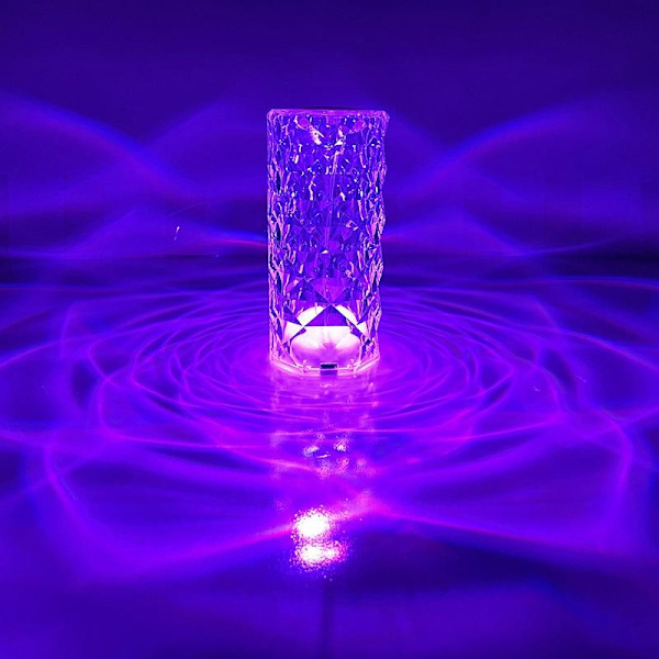 Crystal Diamond kristallipöytävalaisin useita vaaleita värejä 16 farver med fjernbetjening